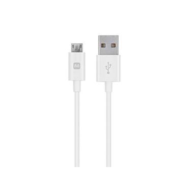 Imagem de Monoprice Cabo USB Tipo-A para Micro Tipo-B - Cabeças de conector de policarbonato, 2,4 A, 22/30AWG, 9 metros, branco - série selecionada, 91 cm