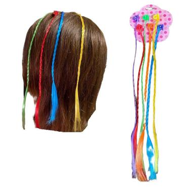 Imagem de Kit 6 Mechas Coloridas Piranha Aplique De Cabelo Infantil