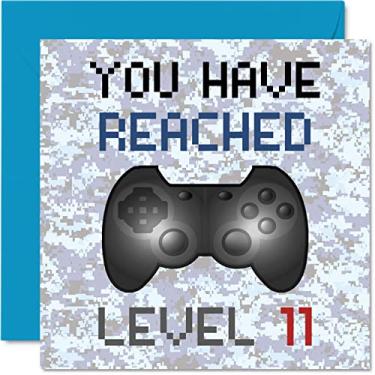 Imagem de Cartão de aniversário do 11º jogador – You Have Reached Level 11 – Cartões de aniversário para meninos, jogos infantis de 11 anos e 11 anos de idade e 145 mm