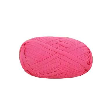 Imagem de Danselegant Fio de camiseta de linha plana faça você mesmo tecelagem macia material de tricô para tapetes bolsas chinelos sandálias 39 cores crochê feito à mão (rosa vermelho)