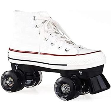 Imagem de Patins para mulheres e homens, patins para mulheres, patins de duas fileiras de lona para adolescentes com estilo de sapato de cano alto para adolescentes e jovens, B, 36