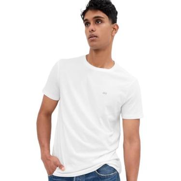 Imagem de GAP Camiseta masculina de gola redonda com logotipo, Branco global, P