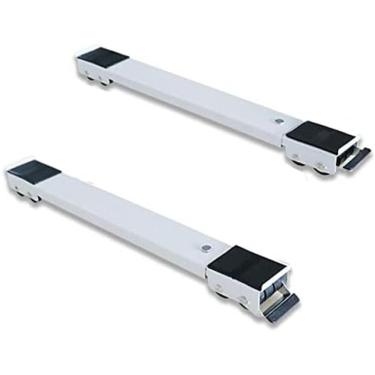 Imagem de Suporte para máquina de lavar, pedestal ajustável para secadora, base móvel multifuncional ajustável, base móvel universal com 24 rodas, branco