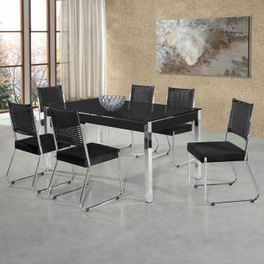 Imagem de Mesa de Jantar Aço Nobre Claudia com Tampo Kanon e 6 Cadeiras