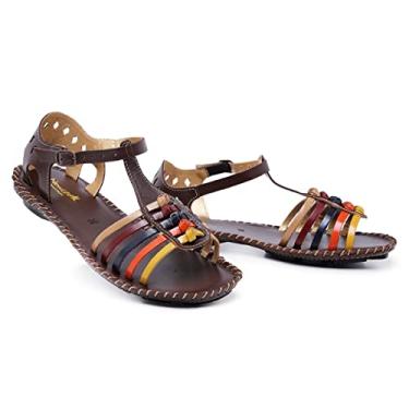 Imagem de Sandália Feminina Artesanal em Couro Confortável Rasteirinha Amendoa 38