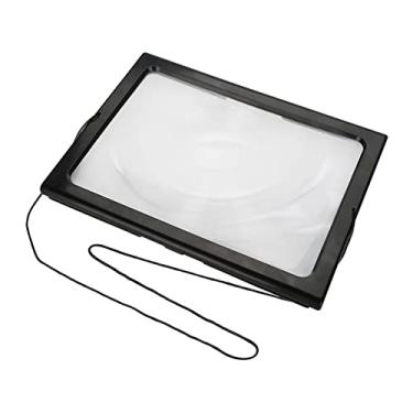 Imagem de Kaufpart Dobrável Ultrafino A4 Lupa de Página Inteira 3X Lupa 4 Luzes LED Leitura Presente para Idosos Preto