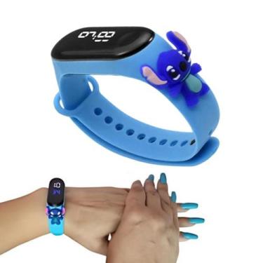 Imagem de Relógio Infantil Digital Stitch Disney  Á Prova De água Led azul, Azul