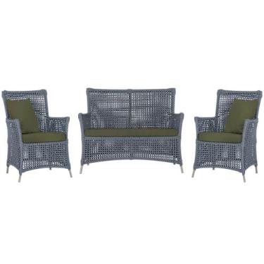 Imagem de Jogo Sofá e 2 Poltronas de Área Igapó Alumínio Pintura Fendi Corda Náu