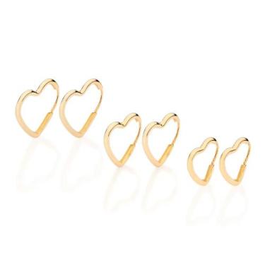 Imagem de Kit Argolas Corações Rommanel Para Primeiro Segundo Terceiro Furo Romm