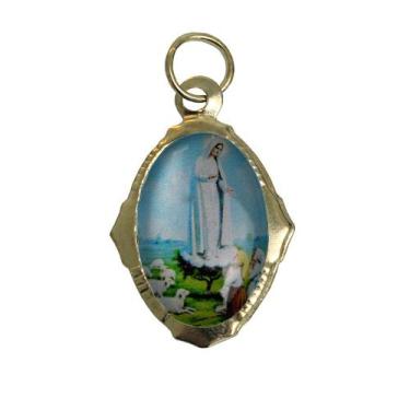 Imagem de Medalha Chapa Resinada de Nossa Senhora de Fátima Dourada (2 unidades)