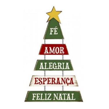 Imagem de Placa Decorativa em MDF - Decor Home Natal - Árvore de Natal, Fé, Amor