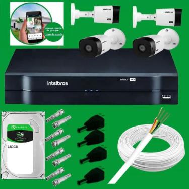 Imagem de KIT 4 monitoramento completo. DVR 1104 + 4 câmeras 1120 Intelbras+HD16