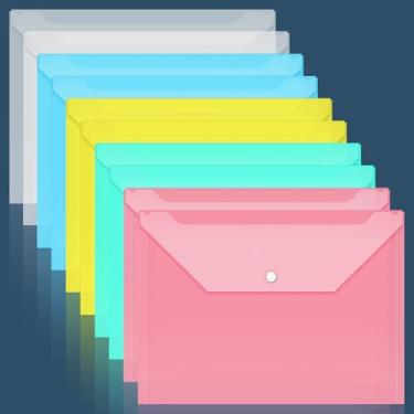 Imagem de BAYTORY Envelopes de plástico com fecho de pressão, envelope de poliéster transparente, pastas de arquivos para documentos, pasta de plástico tamanho carta A4 para material de escritório escolar (cor