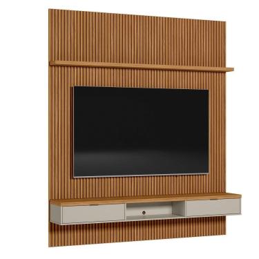 Imagem de Painel Ripado Modular 2.2 Para TV Até 75 Polegadas 1 Nicho 1 Prateleira 2 Portas