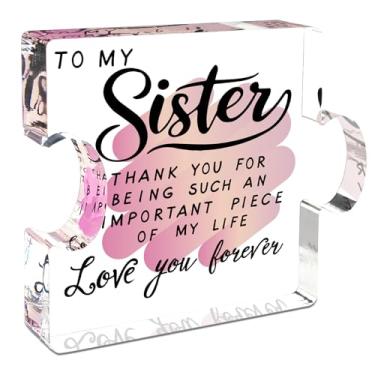 Imagem de Presentes de irmã de irmã/irmão, placa de quebra-cabeça de acrílico de 10 x 12 cm, decoração de mesa de casamento de aniversário e Natal de Ação de Graças para irmãs/irmãos/cunhada (cor)