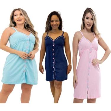 Imagem de Kit 3 Camisola Feminina Pós Cirúrgico Com Botões Maternidade Hospitala