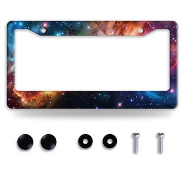 Imagem de Moldura de placa de carro Galaxy Molduras engraçadas para placas de carro peças decorativas placa de carro aço inoxidável para suporte de placa de licença padrão EUA Canadá 30 x 15 cm