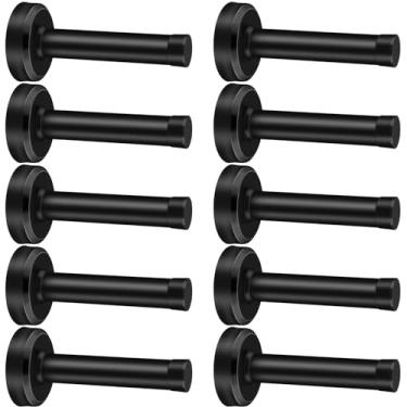 Imagem de Milkary Pacote com 10 batentes de porta, batentes de porta foscos pretos de 8,89 cm para a parte inferior da porta, batente de porta de aço inoxidável 304 resistente com pontas de borracha, proteção