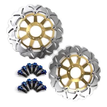 Imagem de Discos de freio dianteiros flutuantes com parafusos de montagem para Yamaha R1-Z 250 1997, XJR400 95-00, FZR600R 90-95, FZS600 FAZER 98-03, TDM850 91-01, TRX850 95-00, FJ111. 200 80 Ouro 8-91