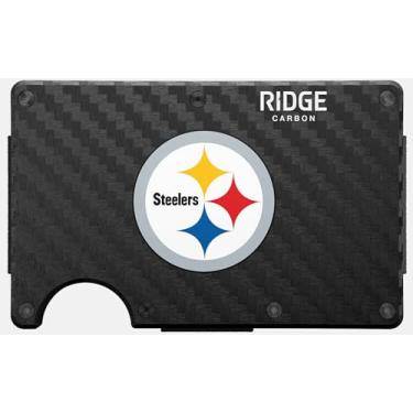 Imagem de The Ridge NFL Edition, carteira masculina minimalista de metal de alumínio – bloqueio RFID, elástico, bolso frontal fino para cartão de crédito com alça para dinheiro e um clipe de dinheiro adicional