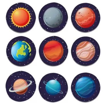 Imagem de Kit 9 Porta Copos Redondos - Planetas do Sistema Solar - Geek Vip