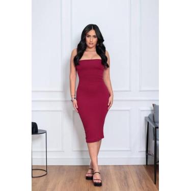 Imagem de Vestido Midi Feminino Coladinho Tubinho justo bandagem festa casamento