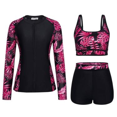 Imagem de Maiô feminino de manga comprida Rash Guard Kate Kasin com sutiã M