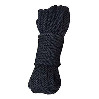 Imagem de Corda de cânhamo natural de 8 mm, 20 metros (65 pés), fio de juta para artesanato, decoração faça você mesmo, preto/542