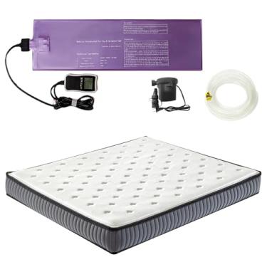 Imagem de Ustenroya Colchão de cama d'água 50% semi ondulado, cama de água macia com capa de colchão macia e termostatos inteligentes, kit de drenagem de enchimento de colchão d'água, conjunto de cama de água