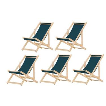 Imagem de Kit 5 Cadeiras Espreguiçadeira Preguiçosa Dobrávl Sem Braço Natural - 