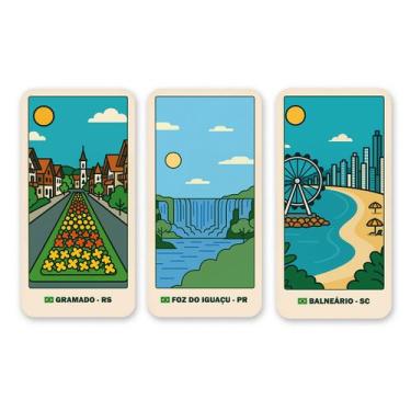 Imagem de Kit 3 Imãs de Metal Região Sul Turístico Do Brasil 6x12cm - M-Planner