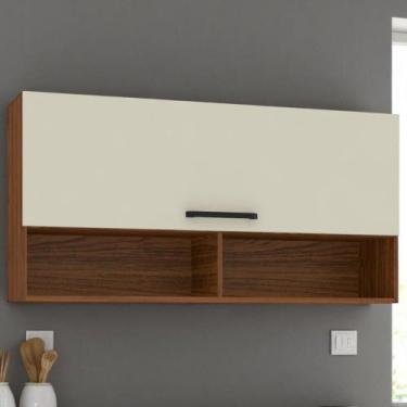 Imagem de Armário c/ Basculante 120 cm Ametista Nogueira Off Whte - Kits Paraná