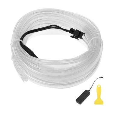 Imagem de A ABSOPRO Cabo de fio EL de 5 m LED que brilha na faixa de iluminação interior do carro, luz neon flexível para decoração de carro, caixa de bateria (3V) azul gelo