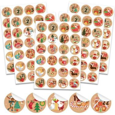 Imagem de Adesivos de calendário do advento de Natal HOWAF 192 unidades Kraft