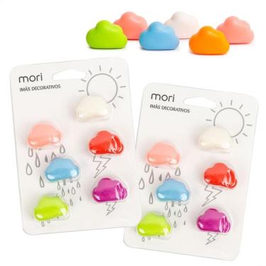 Imagem de Kit Imã de Geladeira Magnético Nuvem 12Peças Multiuso Decorativo Color