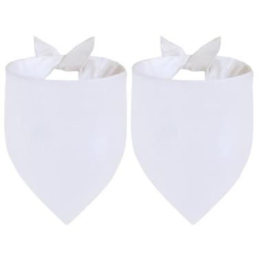 Imagem de Agroon Bandanas brancas pequenas para cães, 2 peças, cachecol de algodão sólido DIY, lenço de babador reversível triangular durável para filhotes, presente personalizado de aniversário/festa