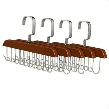 Imagem de Kit 4 Cabide de Madeira Multi-uso Para Cintos Gravatas Cachecóis Sutiãs Colares Organizador em Geral(4 peças)