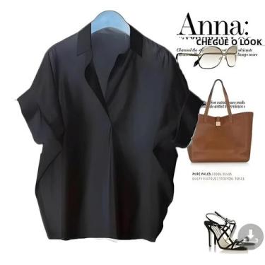 Imagem de Blusa Feminina Vintage De Chiffon Com Mangas Curtas E Babados, Solta E