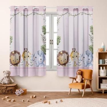 Imagem de Cortina Infantil Decorativa, 200x150cm, Poliéster Estampado, para Quarto e Sala, 2 Peças (SAFARI KIDS ROSE)