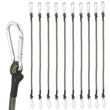 Imagem de KHZSPP Cordões elásticos com mosquetão, tiras elásticas superelásticas, corda elástica extra forte preta de 60 cm com ganchos de mosquetão para acampamento, lonas, bicicletário, barraca