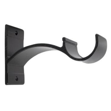 Imagem de Kit com 3 Suportes para Varão Cortina Simples 100% Alumínio Perfil Grosso 28mm Pronto Instalação(Preto Fosco)