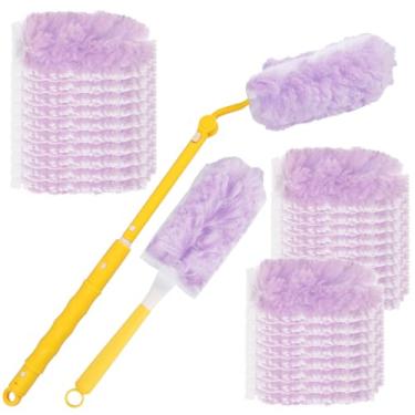 Imagem de Espanadores de mão extensíveis de microfibra, cabeça dobrável, espanador extensível de teia de aranha para limpeza de ventilador de teto, teto alto, persianas, móveis e carros (roxo)