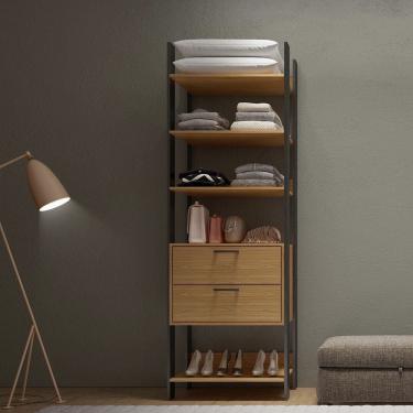 Imagem de Closet 1 Torre 2 Gavetas Industrial TW401 Freijó Preto Fosco Dalla Costa