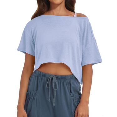 Imagem de Blusa feminina MISSACTIVER Oversized Off The Shoulder, azul claro