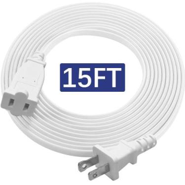 Imagem de Cabo de extensão ZRSUEYJO 15 pés 18 AWG 10A/125V 2 pinos branco