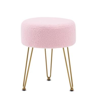 Imagem de WROCFURSTAR Banco de toucador, banquinho de veludo para pés otomano, assento de penteadeira com perna de metal para quarto, sala de estar, entrada, escritórios