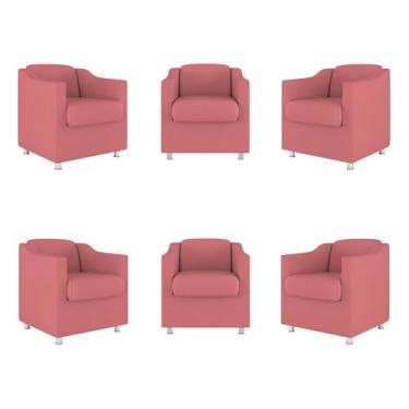 Imagem de Kit 6 Cadeiras Poltronas Decorativas Espera Clinica Dentista Cor:rosa