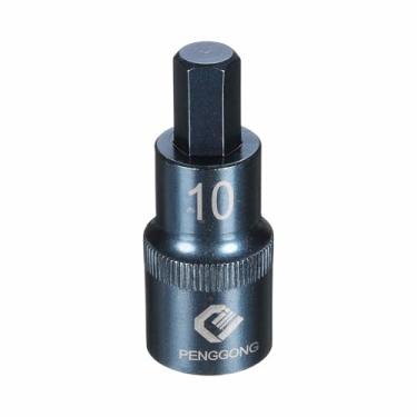 Imagem de HARFINGTON Soquete hexagonal de impacto de 1/5.1 cm H10 (10 mm) métrico 5,6 cm de comprimento S2 soquetes de aço de 6 pontos para adaptador de furadeira elétrica, azul