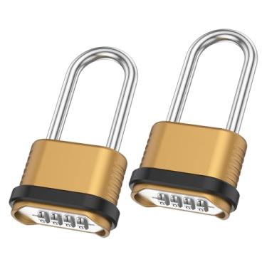 Imagem de Fechadura de combinação resistente de dígitos, cadeado longo à prova d'água, trava de liga de zinco reinicializável, trava de portão externo para armário, cerca, estojo, academia, escola e funcionário