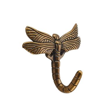 Imagem de khtumeware Pacote com 4 ganchos de latão antigo montados na parede, estilo libélula, vintage, decorativo, interior, exterior, universal, para casaco, toalha, roupão, roupas, chapéus, bolsas, chaves